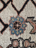 Vintage large area rug ivory blue Persian Mahal 9x12.