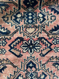 Vintage Persian rug Malayer detailed tribal motifs and abrashed vegetable dyed wool.