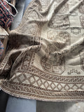 10x11 neutral living room rug. Antique Persian Shiraz wool rug designed with repeating tribal medallions and timeless style.