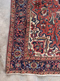 Corner view of Floor ready clean Persian wool rug  showing the clean, restored condition and ready-to-use surface.