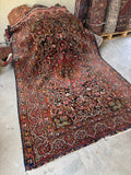 Antique Persian Bakhtiari rug 4x7, 1920s hand knotted vegetable dyed wool tribal area rug.