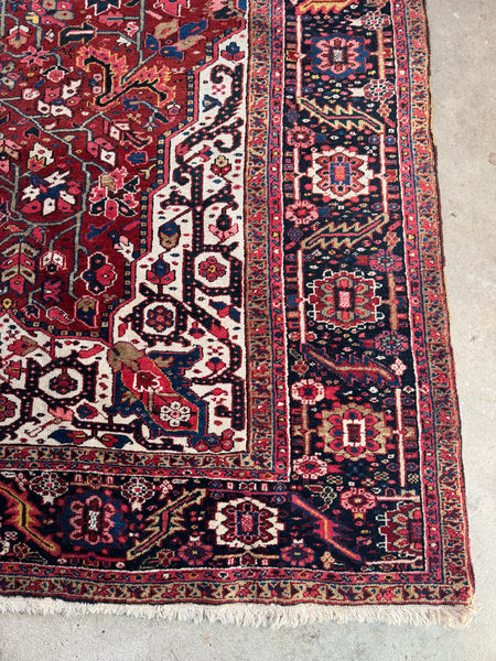 10x13 Vibrant with Luminous Antique Persian Heriz Rug #4488 – Blue