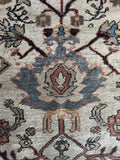 Vintage Persian Mahal rug large ivory field blue motifs.