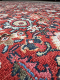 Antique Mahal rug close up showing soft low pile and vegetable dyed wool.