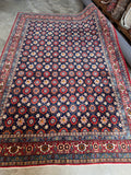 7x11 Persian area rug displayed on a concrete floor in full view.