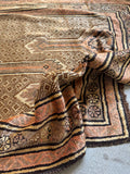 4x13 tan antique Persian Camel Hair Serab runner rug, vintage wool hallway rug, 1920s Persian rug