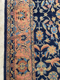 11x15 Navy and Peach Pink Vintage Rug #3404