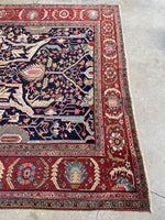Midnight Blue Antique Persian Heriz Rug / 9'4 x 12'6 Heriz #3441