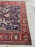Midnight Blue Antique Persian Heriz Rug / 9'4 x 12'6 Heriz #3441