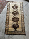 Vintage Gabbeh Shiraz Rug / Ivory Ground Handwoven 3'5 x 7' Tribal Persian Rug #3658