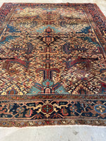 Detail of tribal turtle motifs on midnight blue field