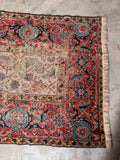 Late 1800s antique Persian rug with a generous 4'2 x 9'4 width and authentic vegetable-dyed wool pile.