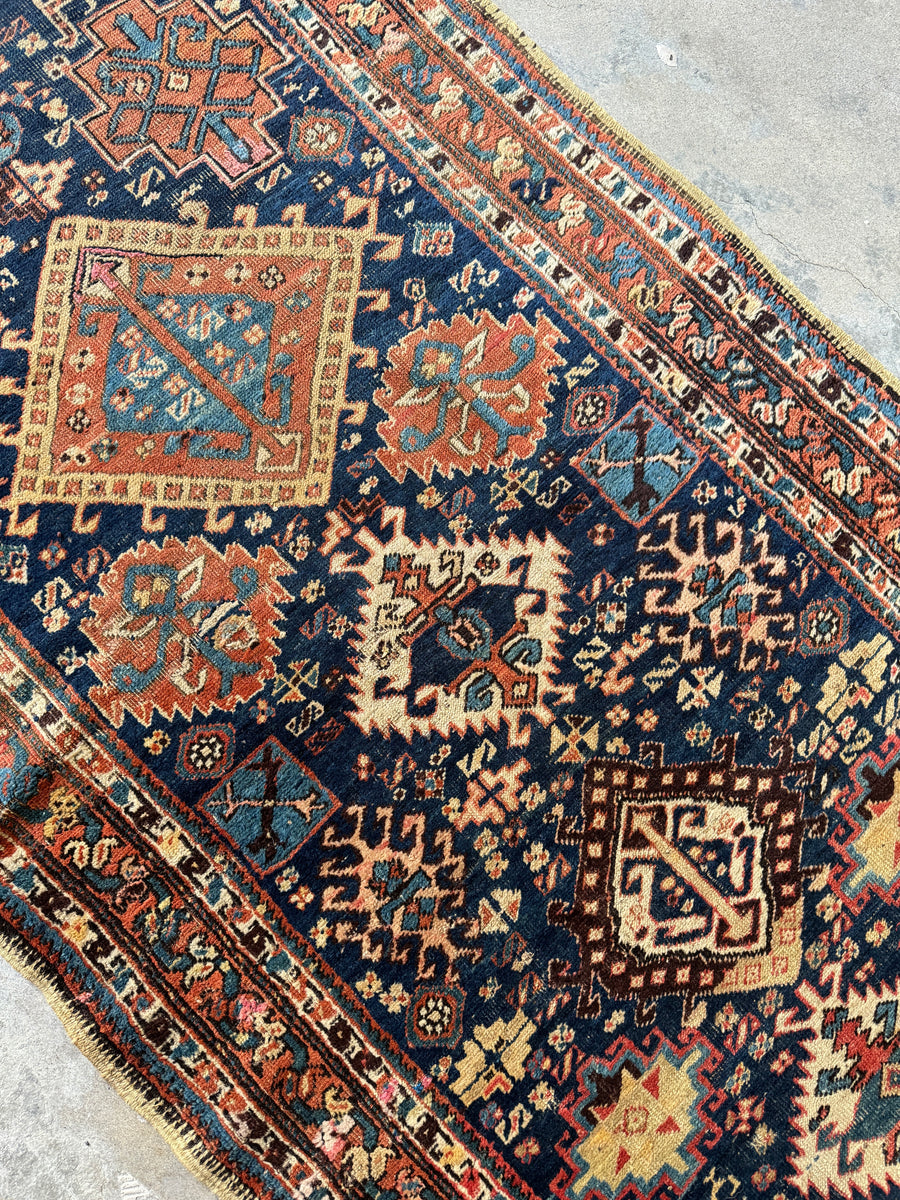 Navy Blue Antique Persian Runner / 3’8 x 13’8 Rug Runner #3564ML – Blue ...