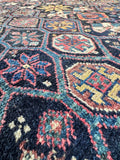 19th Century Worn Square Handmade Wool Rug  / 4'9 x 5'5 Worn Antique Persian Afshar Rug #3948