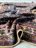 19th Century Worn Square Handmade Wool Rug  / 4'9 x 5'5 Worn Antique Persian Afshar Rug #3948