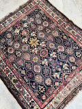 19th Century Worn Square Handmade Wool Rug  / 4'9 x 5'5 Worn Antique Persian Afshar Rug #3948