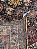 19th Century Worn Square Handmade Wool Rug  / 4'9 x 5'5 Worn Antique Persian Afshar Rug #3948