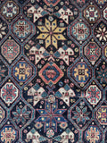 19th Century Worn Square Handmade Wool Rug  / 4'9 x 5'5 Worn Antique Persian Afshar Rug #3948