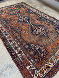 Antique Persian Shiraz rug professionally washed and ready for everyday use.
