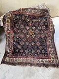 19th Century Worn Square Handmade Wool Rug  / 4'9 x 5'5 Worn Antique Persian Afshar Rug #3948