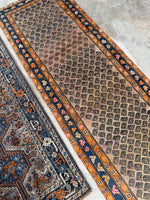 Worn Antique Persian Runner / 3'4 x 12'9 Runner #4293