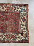 Another one end view of antique Persian Mahal rug with organic vegetable dyed wool and a floppy handle.