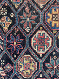 19th Century Worn Square Handmade Wool Rug  / 4'9 x 5'5 Worn Antique Persian Afshar Rug #3948