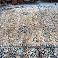 9'9 x 14'7 Worn Antique Persian Yazd Rug /  Large Antique Rug (#1074) - Blue Parakeet Rugs