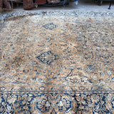 9'9 x 14'7 Worn Antique Persian Yazd Rug /  Large Antique Rug (#1074) - Blue Parakeet Rugs