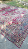 10'7 x 14'10 Worn to Perfection Oversize Persian Kerman - Blue Parakeet Rugs