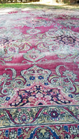 10'7 x 14'10 Worn to Perfection Oversize Persian Kerman - Blue Parakeet Rugs