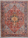 8'6 x 11'4 Antique Heriz French Blue Corners - Blue Parakeet Rugs