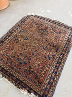 2' x 2'3 antique Sarouk Mat Rug - Blue Parakeet Rugs