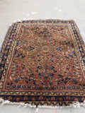 2' x 2'3 antique Sarouk Mat Rug - Blue Parakeet Rugs