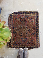 2' x 2'3 antique Sarouk Mat Rug - Blue Parakeet Rugs