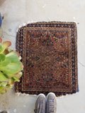 2' x 2'3 antique Sarouk Mat Rug - Blue Parakeet Rugs