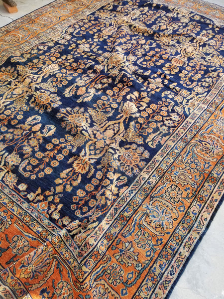 8'8 x 11'6 Antique Persian Mahal Rug - Blue Parakeet Rugs