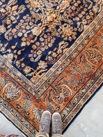 8'8 x 11'6 Antique Persian Mahal Rug - Blue Parakeet Rugs