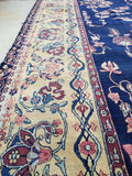 9'6 x 14'2 Indigo Blue Oversize floral design rug #372 - Blue Parakeet Rugs