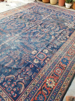 10'5 x 13'4 Midnight Blue Antique Mahal - Blue Parakeet Rugs