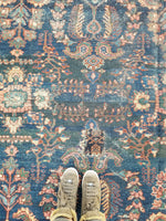 10'5 x 13'4 Midnight Blue Antique Mahal - Blue Parakeet Rugs