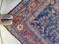 10'5 x 13'4 Midnight Blue Antique Mahal - Blue Parakeet Rugs