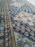3'4 x 8'7 Ivory n Blue NW Persian Runner - Blue Parakeet Rugs