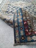 3'4 x 8'7 Ivory n Blue NW Persian Runner - Blue Parakeet Rugs