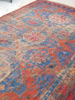 7’5 x 12’5 antique Soumak flat weave rug - Blue Parakeet Rugs