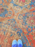 7’5 x 12’5 antique Soumak flat weave rug - Blue Parakeet Rugs