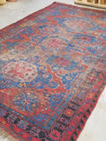 7’5 x 12’5 antique Soumak flat weave rug - Blue Parakeet Rugs