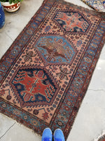 3’7 x 5’11 Antique Persian Malayer - Blue Parakeet Rugs