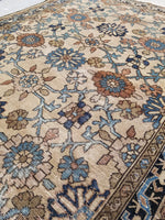 4'2 x 5'11 Ivory/Sand antique Persian Malayer - Blue Parakeet Rugs