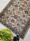 4'2 x 5'11 Ivory/Sand antique Persian Malayer - Blue Parakeet Rugs